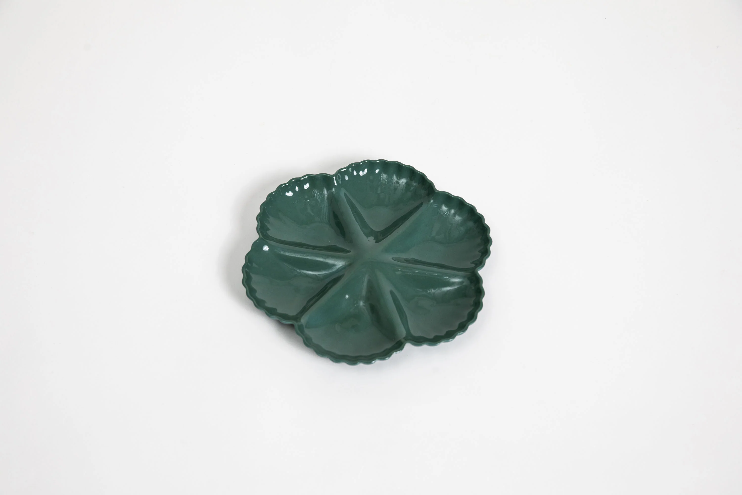 Mother Of Pearl Oyster Plate Half Dozen Dark Forest Green